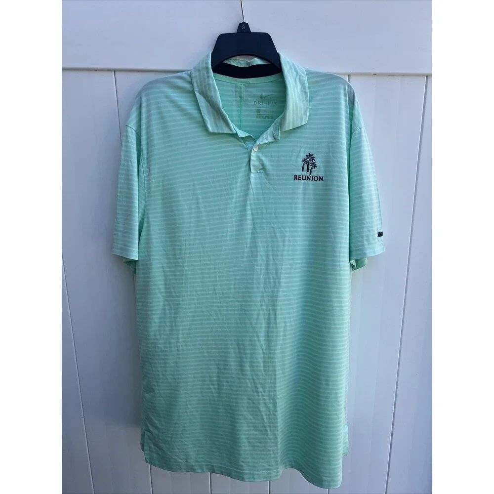 Tiger Woods Nike Polo Shirt Mens Large Green Dri Fit Short Sleeve Golf